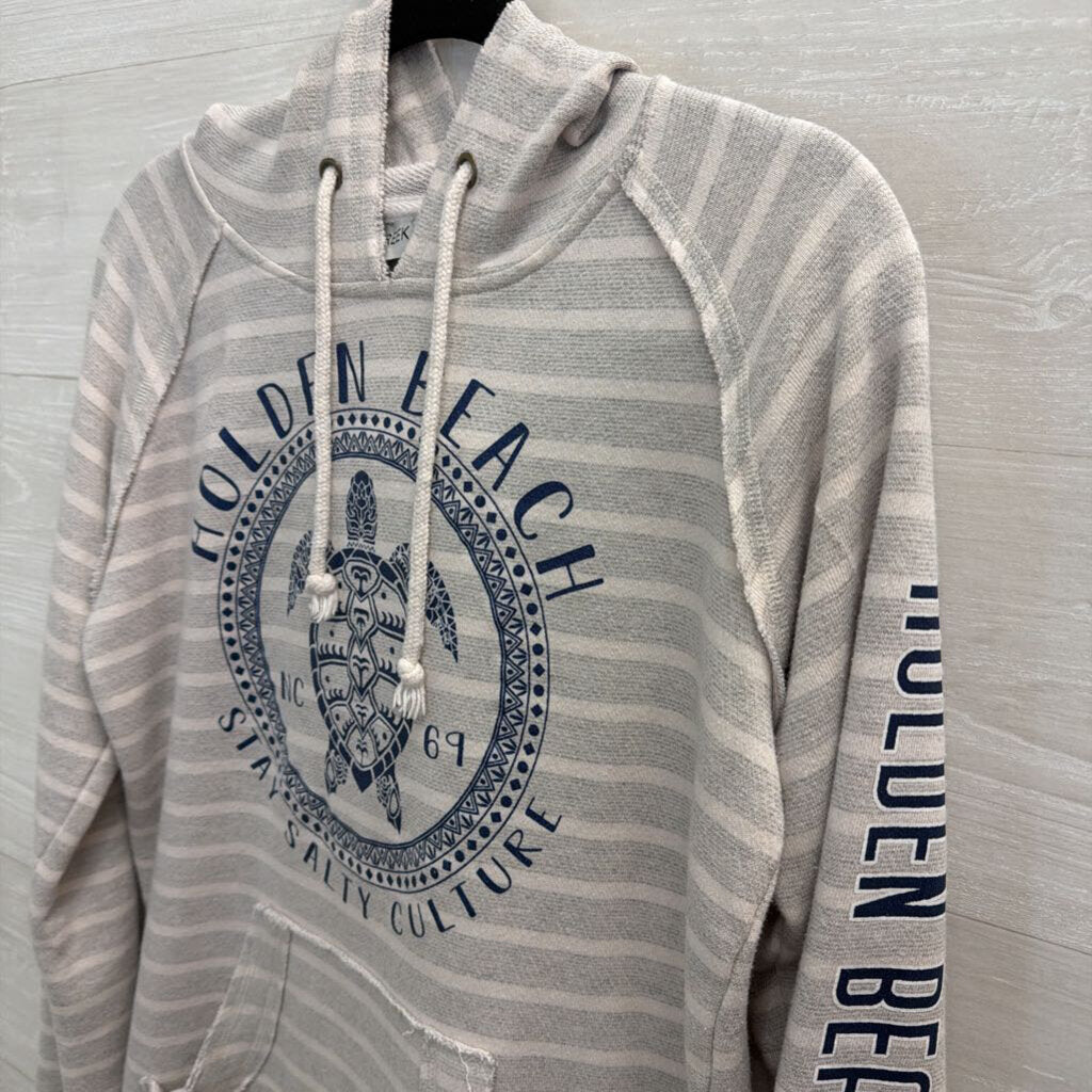 Coconut Creek Grey/ White Striped Holden Beach Hoodie Small