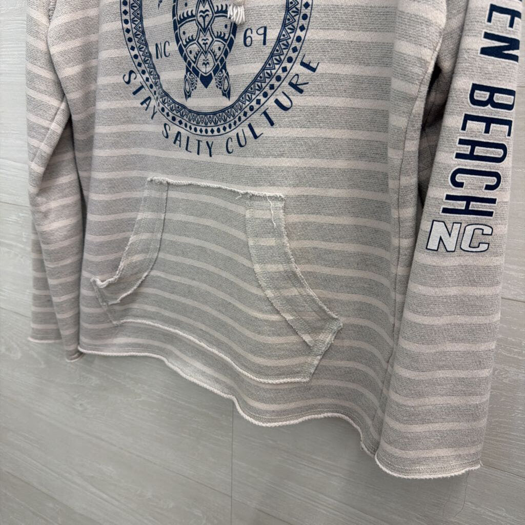 Coconut Creek Grey/ White Striped Holden Beach Hoodie Small