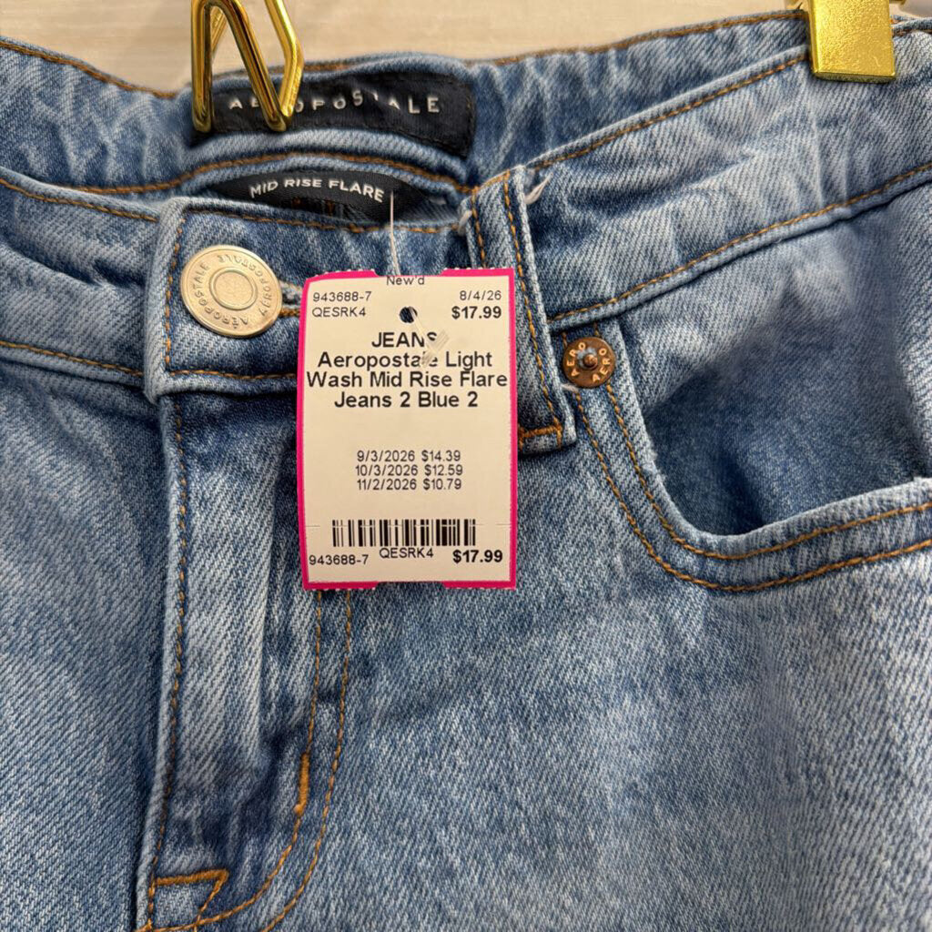 Light Wash Mid Rise Flare Jeans 2