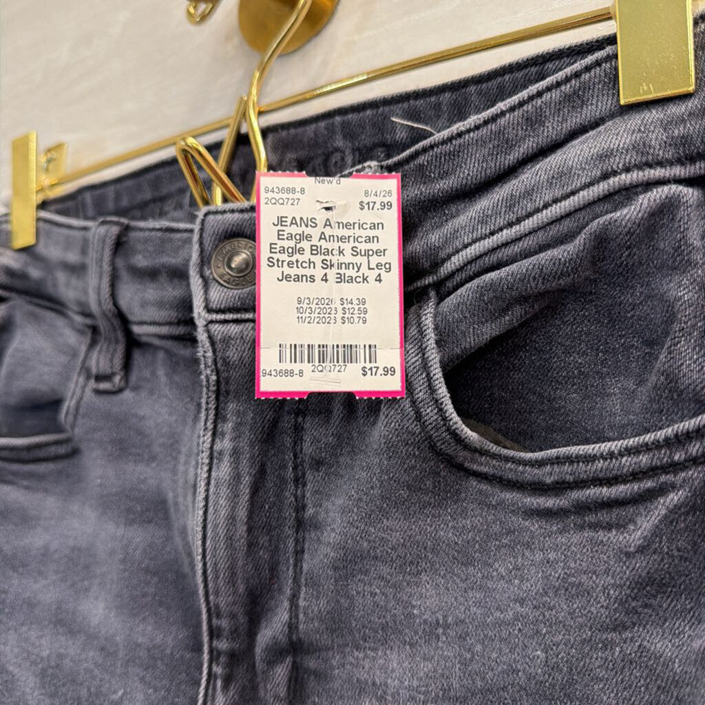 American Eagle Black Super Stretch Skinny Leg Jeans 4