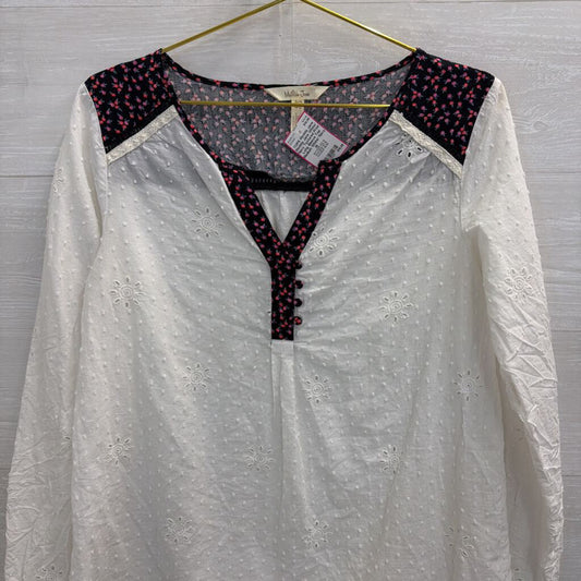 Matilda Jane White/ Navy Textured Print Long Sleeve Top Medium