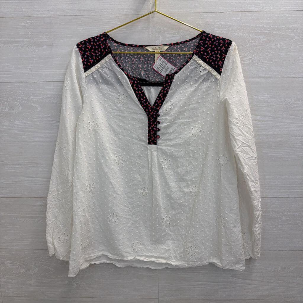 Matilda Jane White/ Navy Textured Print Long Sleeve Top Medium