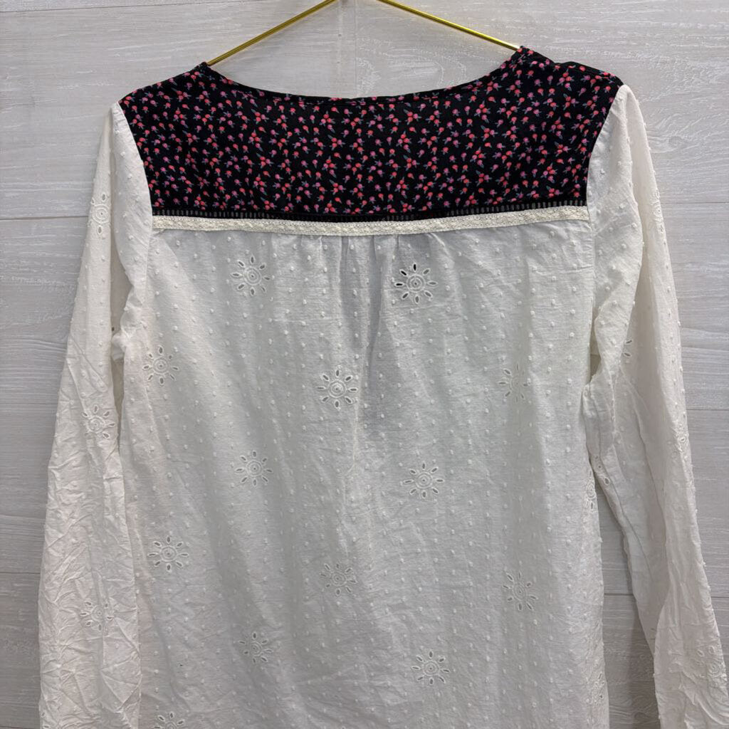 Matilda Jane White/ Navy Textured Print Long Sleeve Top Medium