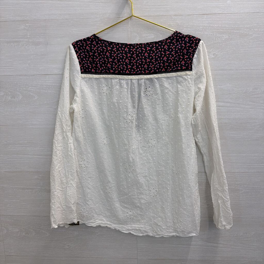 Matilda Jane White/ Navy Textured Print Long Sleeve Top Medium