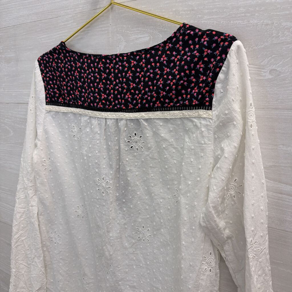 Matilda Jane White/ Navy Textured Print Long Sleeve Top Medium