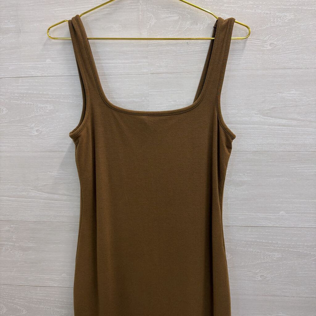 Good American Brown Fitted Midi Tank Dress 3