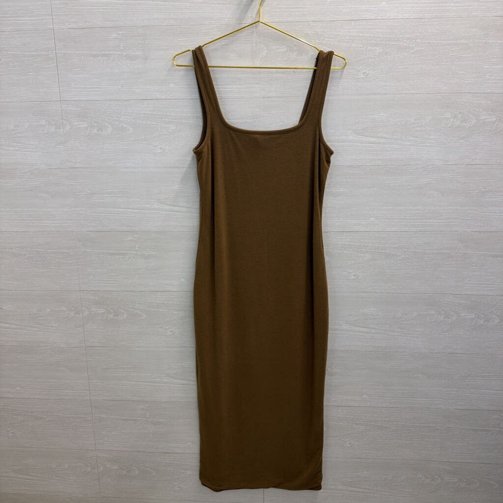 Good American Brown Fitted Midi Tank Dress 3