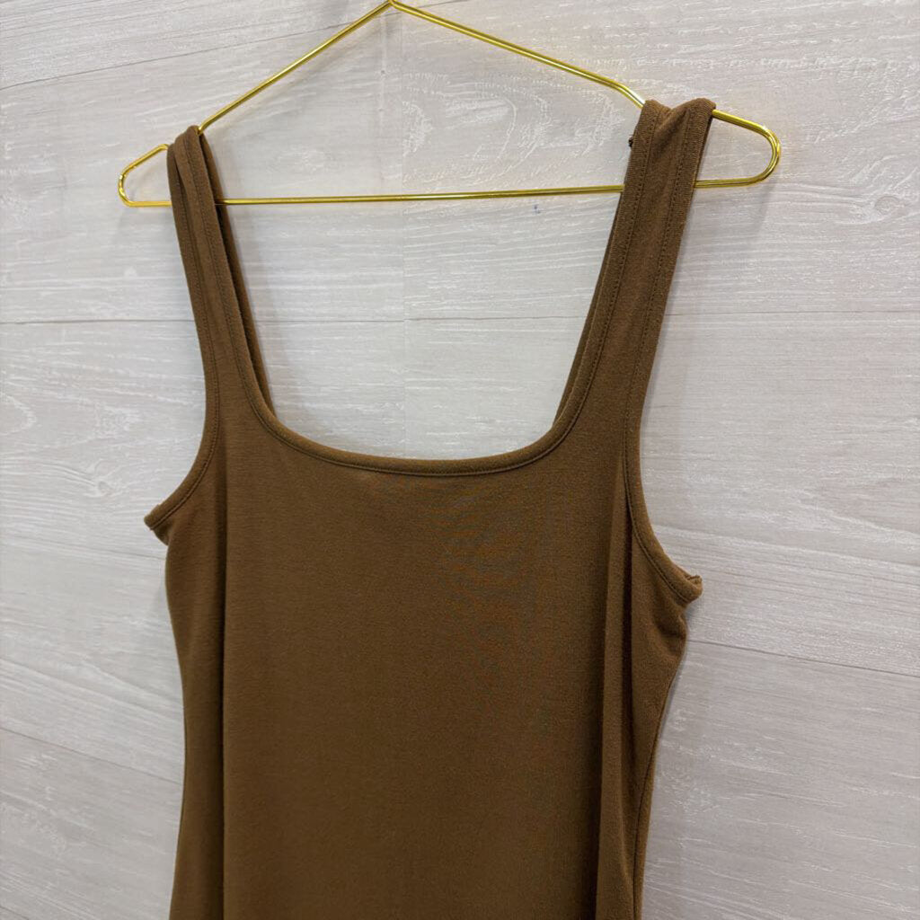 Good American Brown Fitted Midi Tank Dress 3