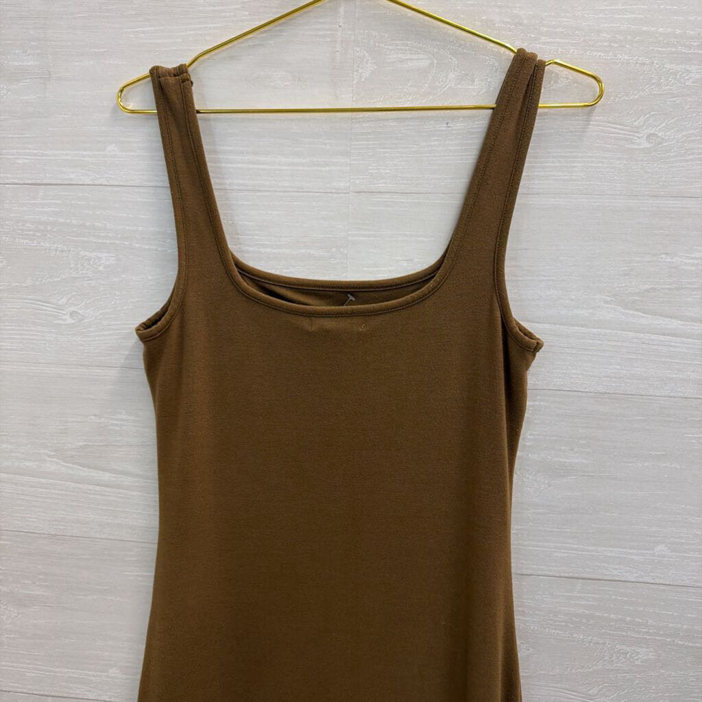 Good American Brown Fitted Midi Tank Dress 3