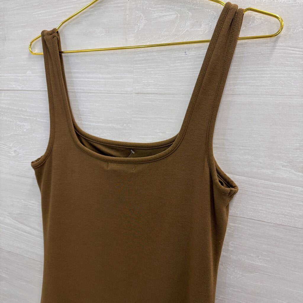 Good American Brown Fitted Midi Tank Dress 3