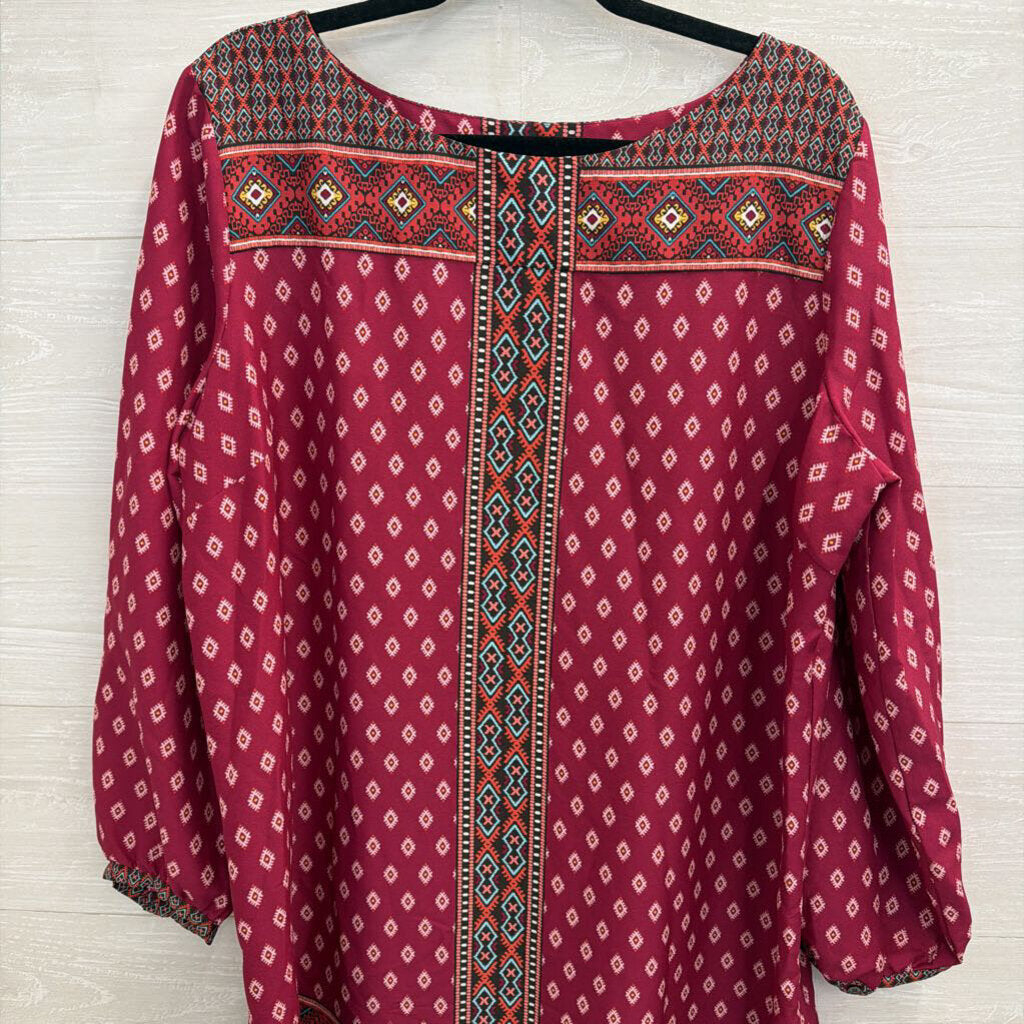 Loft Purple/ Multi Print Long Sleeve Shift Extra Large Tall