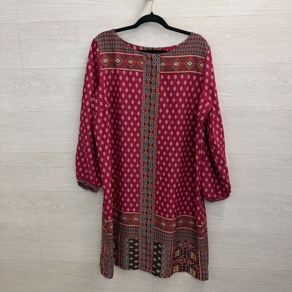Loft Purple/ Multi Print Long Sleeve Shift Extra Large Tall