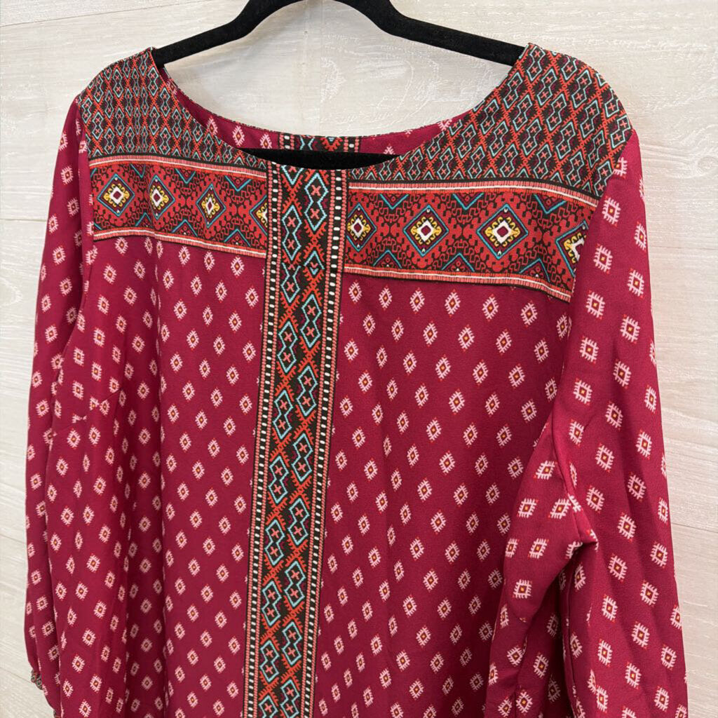 Loft Purple/ Multi Print Long Sleeve Shift Extra Large Tall