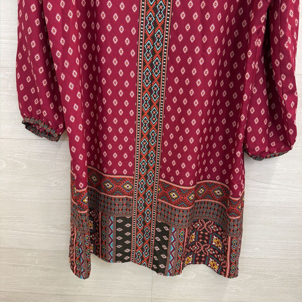 Loft Purple/ Multi Print Long Sleeve Shift Extra Large Tall