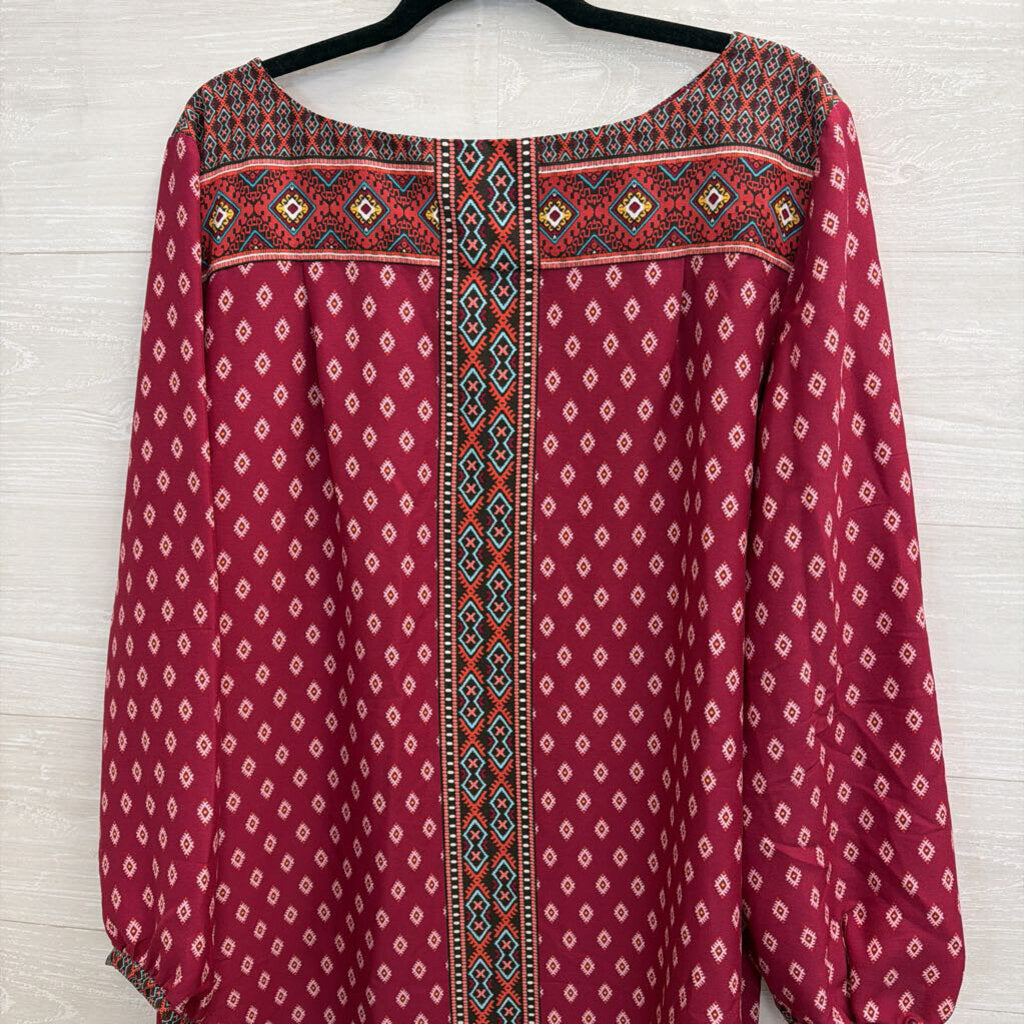 Loft Purple/ Multi Print Long Sleeve Shift Extra Large Tall