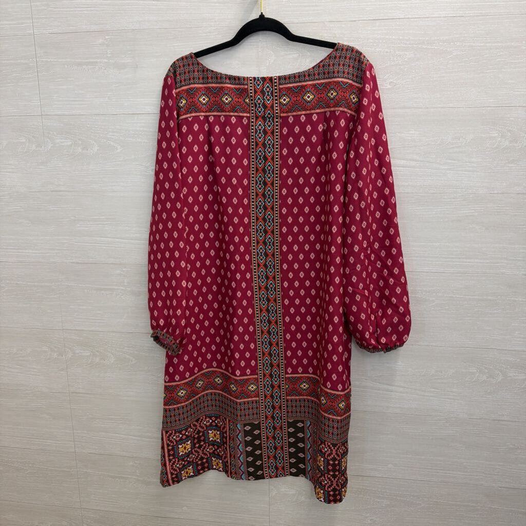 Loft Purple/ Multi Print Long Sleeve Shift Extra Large Tall
