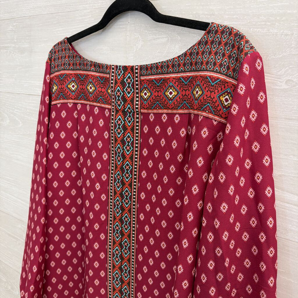 Loft Purple/ Multi Print Long Sleeve Shift Extra Large Tall