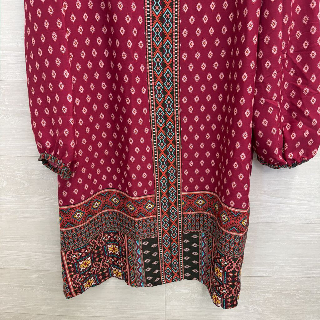 Loft Purple/ Multi Print Long Sleeve Shift Extra Large Tall