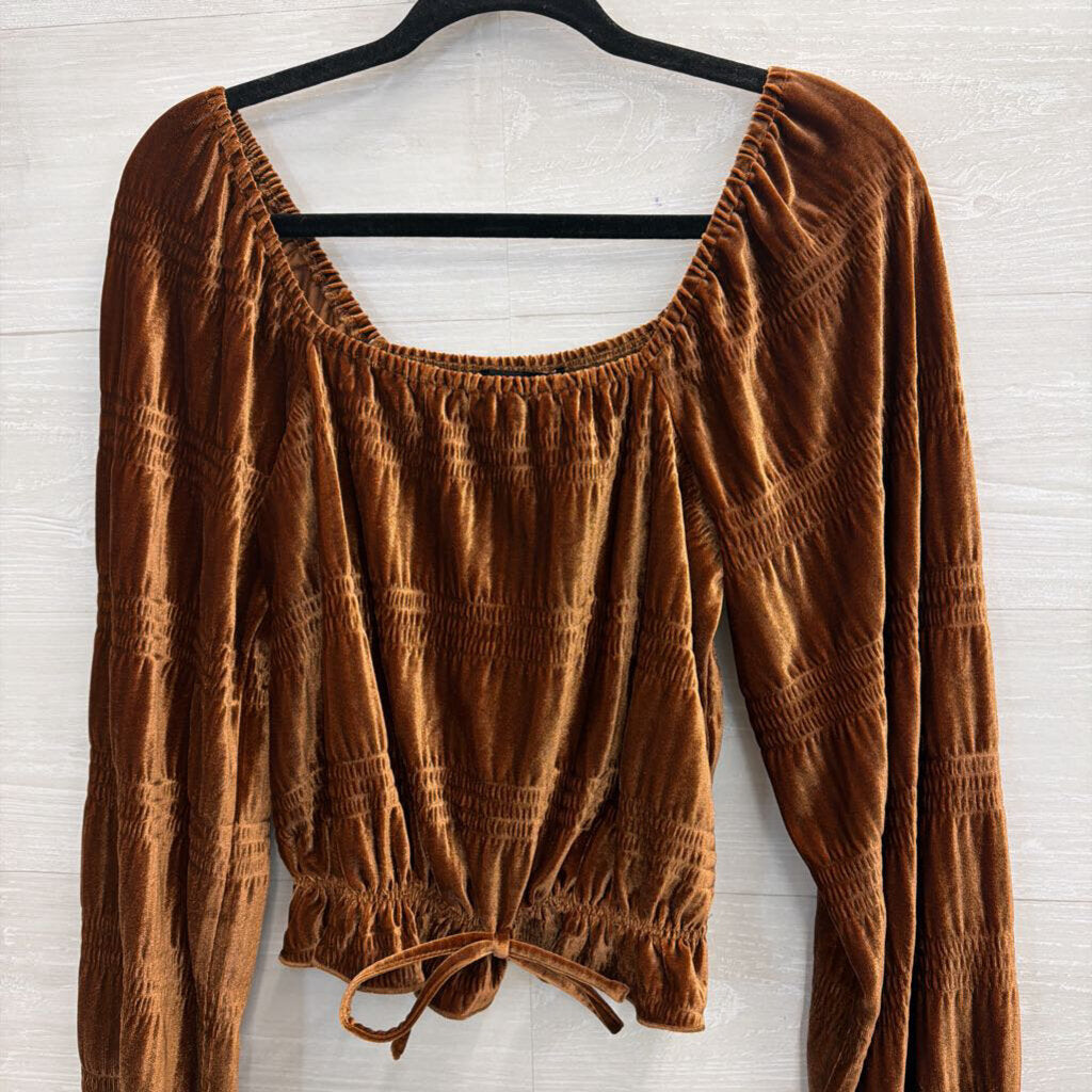 Rock and Roll Brown Velvet Long Sleeve Top Medium
