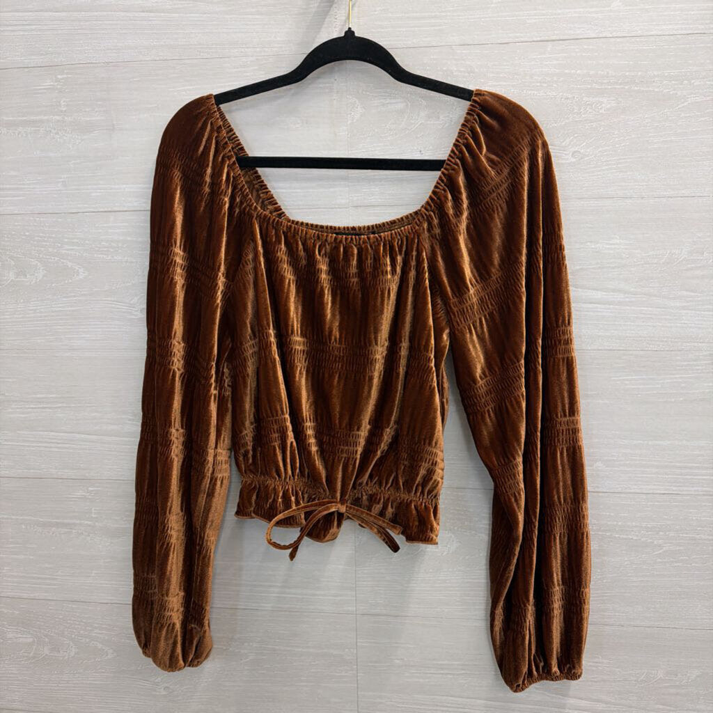Rock and Roll Brown Velvet Long Sleeve Top Medium