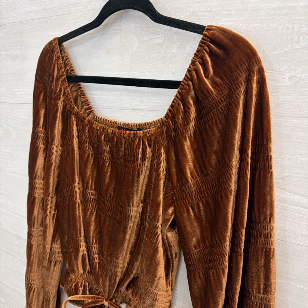Rock and Roll Brown Velvet Long Sleeve Top Medium