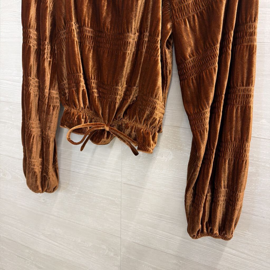 Rock and Roll Brown Velvet Long Sleeve Top Medium