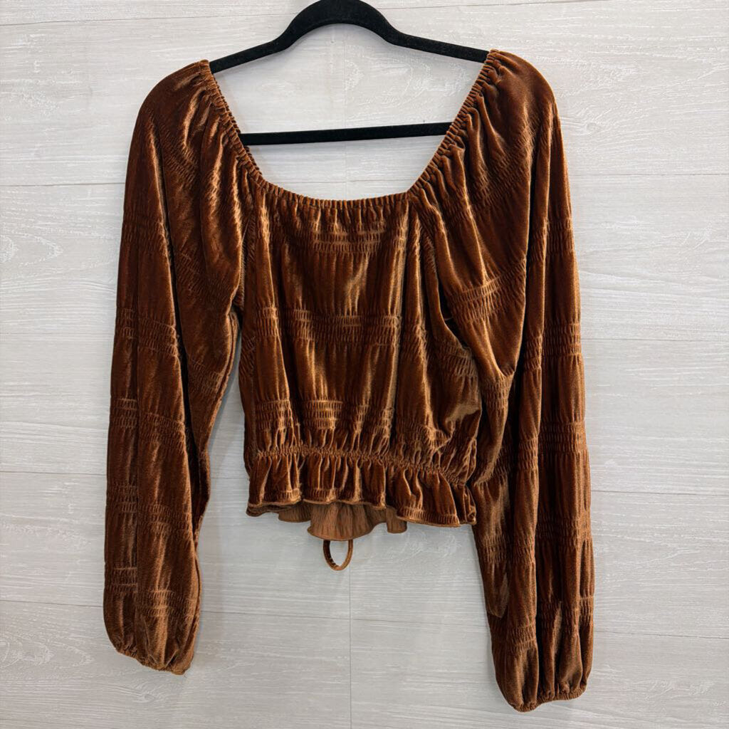 Rock and Roll Brown Velvet Long Sleeve Top Medium