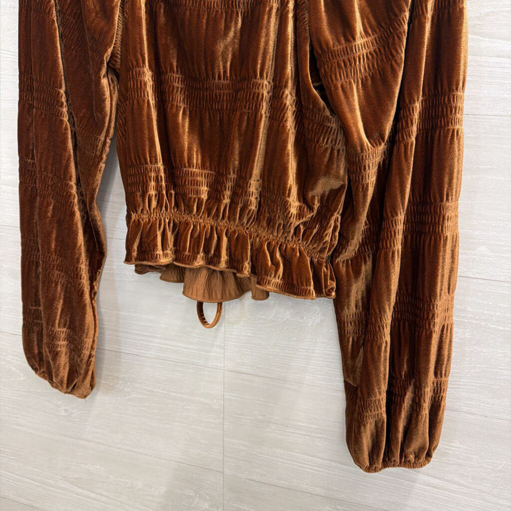 Rock and Roll Brown Velvet Long Sleeve Top Medium