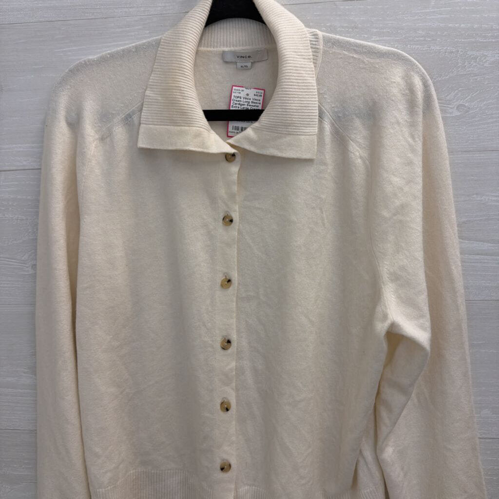 Vince Cream Long Sleeve Cardigan Sweater Extra Large