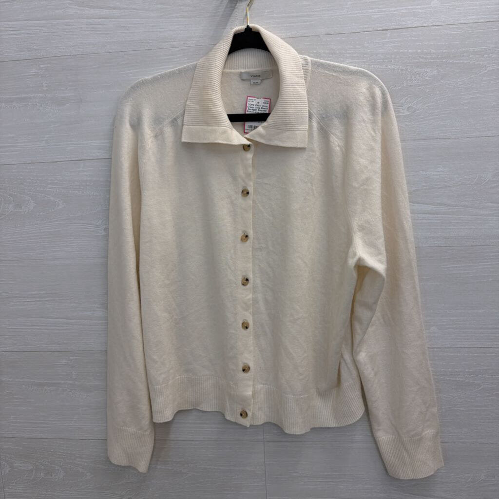 Vince Cream Long Sleeve Cardigan Sweater Extra Large