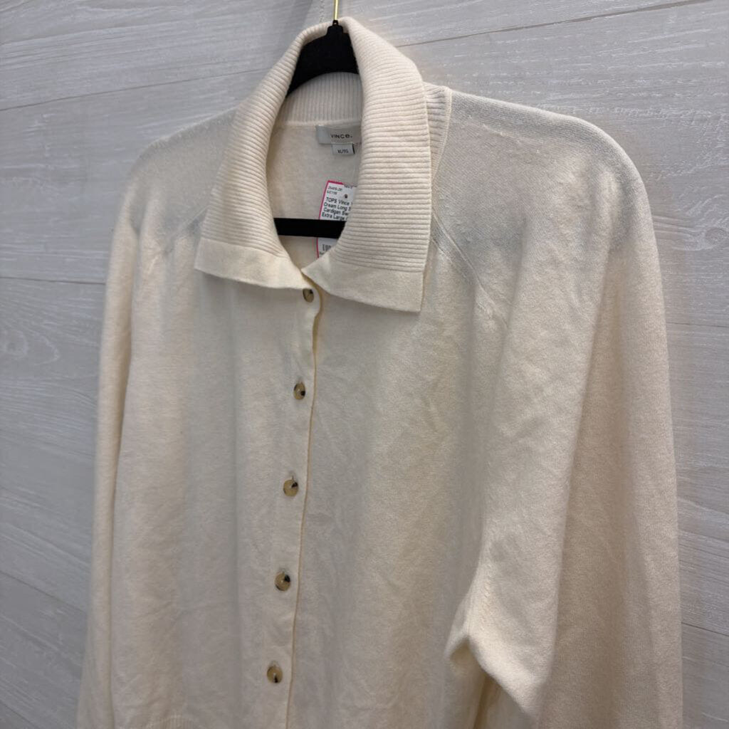 Vince Cream Long Sleeve Cardigan Sweater Extra Large