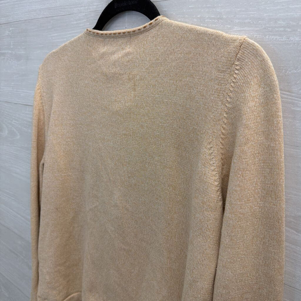 Vintage Alfred Dunner Begie/ Multi Embroidered Circle Print Zip Up Sweater Medium Petite