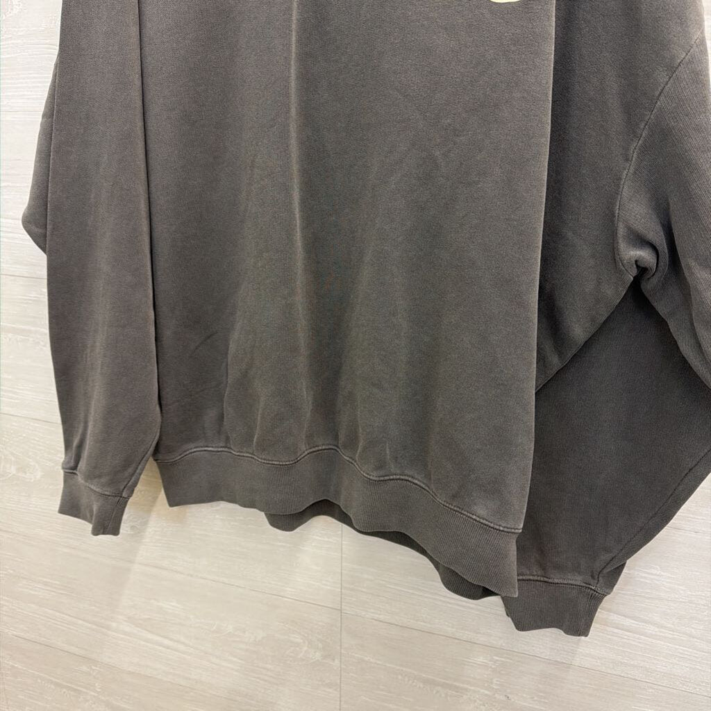 Clare V Grey Graphic Crewneck Sweatshirt Extra Large