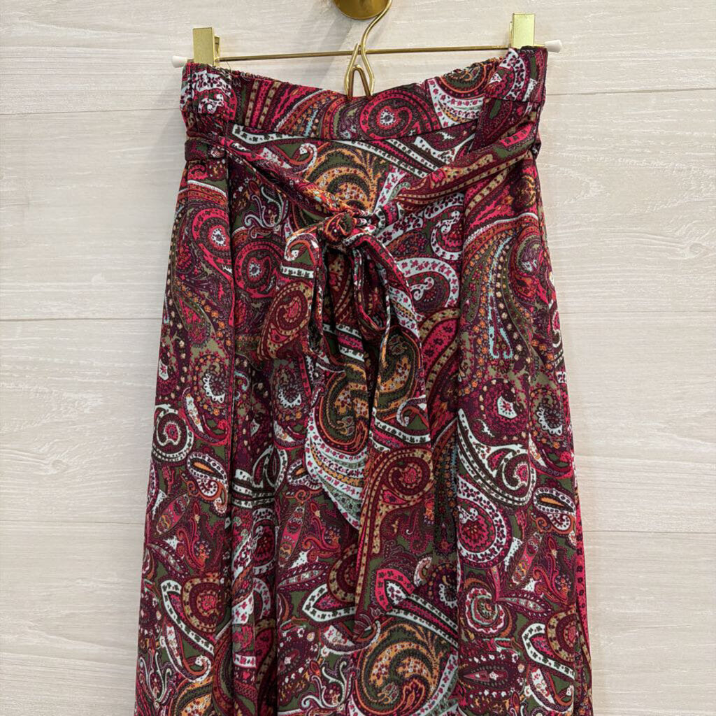Talbots Purple/ Multi Print Midi Skirt Medium