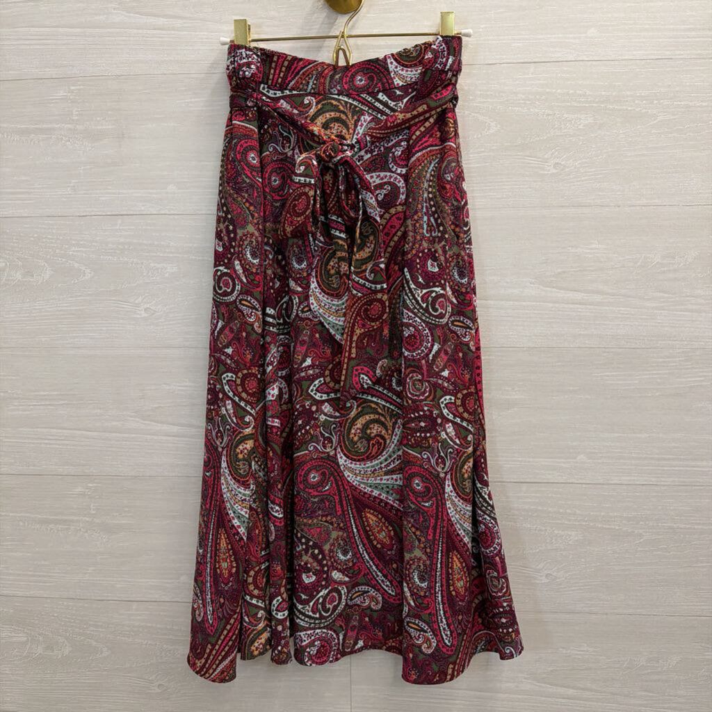 Talbots Purple/ Multi Print Midi Skirt Medium