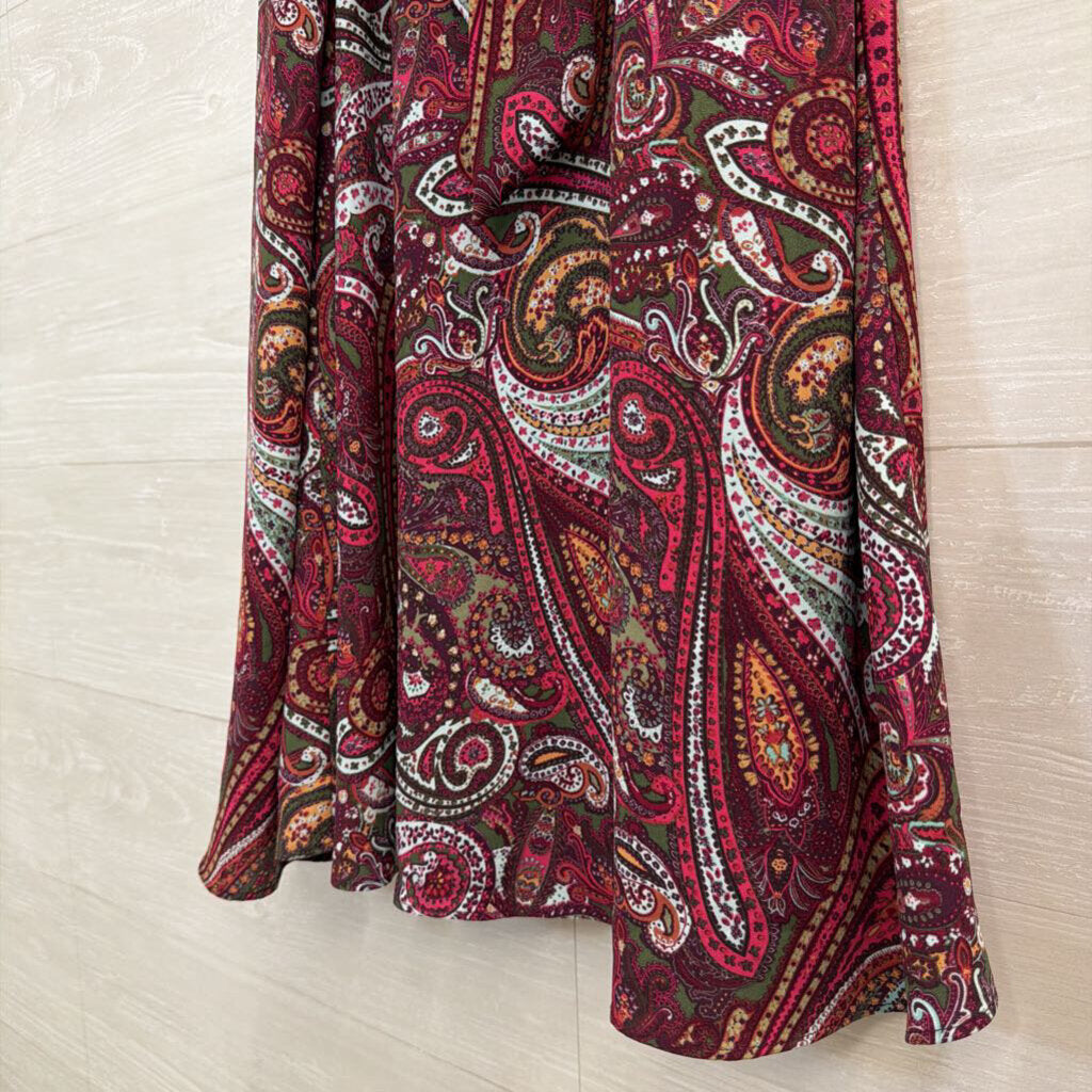 Talbots Purple/ Multi Print Midi Skirt Medium