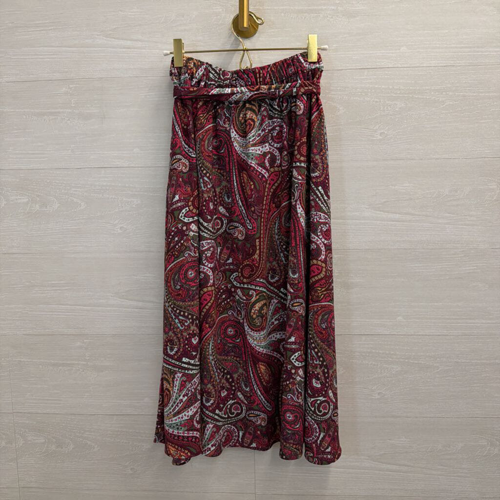 Talbots Purple/ Multi Print Midi Skirt Medium