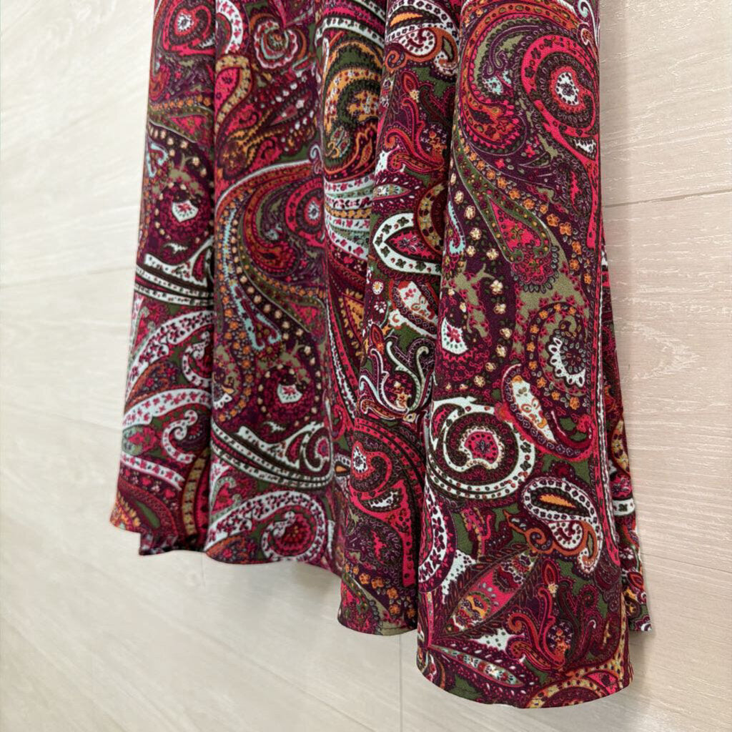 Talbots Purple/ Multi Print Midi Skirt Medium