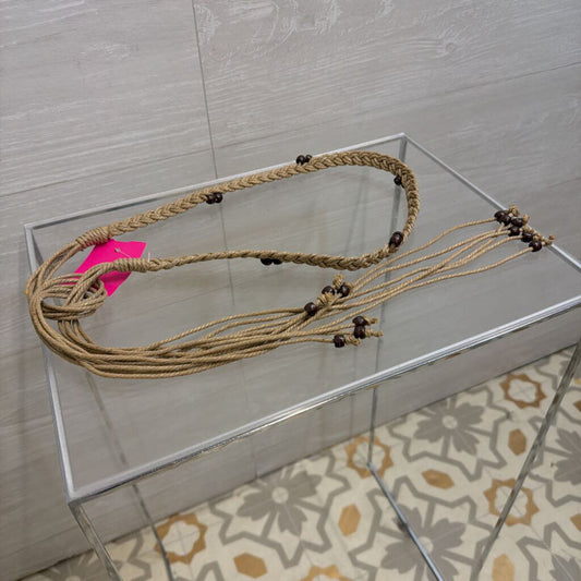 Brown/Beaded Macrame Tie Belt Medium