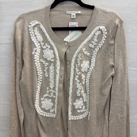 Banana Republic Beige/ White Textured Print Cardigan Sweater Large