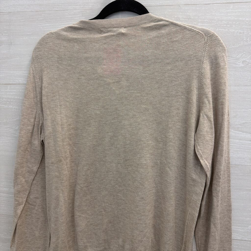 Banana Republic Beige/ White Textured Print Cardigan Sweater Large