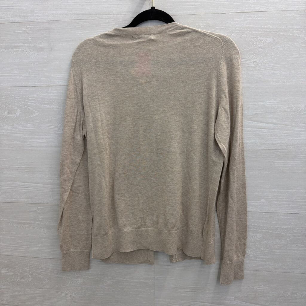 Banana Republic Beige/ White Textured Print Cardigan Sweater Large