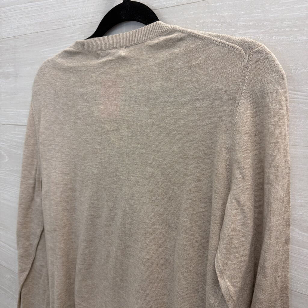 Banana Republic Beige/ White Textured Print Cardigan Sweater Large