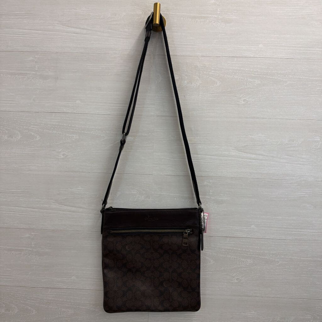 Coach Brown/ Black Leather Charles Crossbody Purse