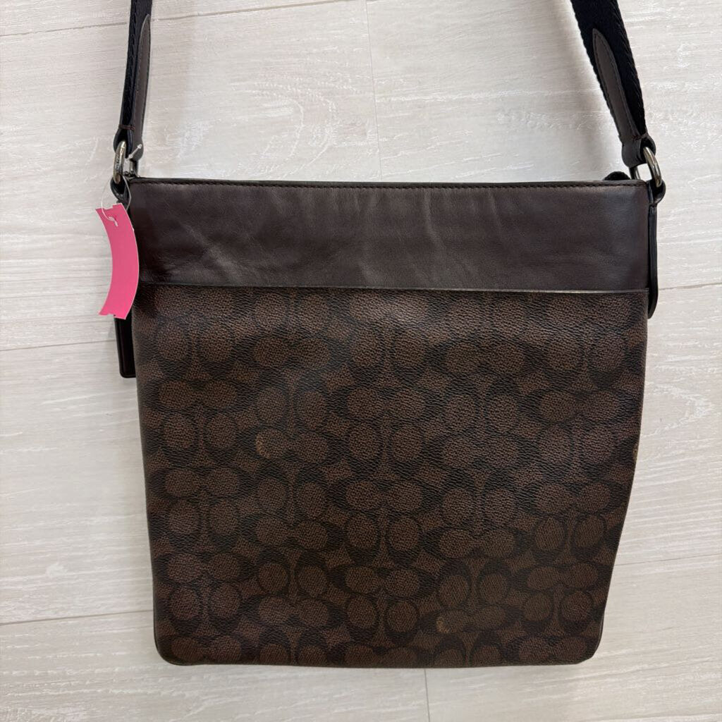 Coach Brown/ Black Leather Charles Crossbody Purse