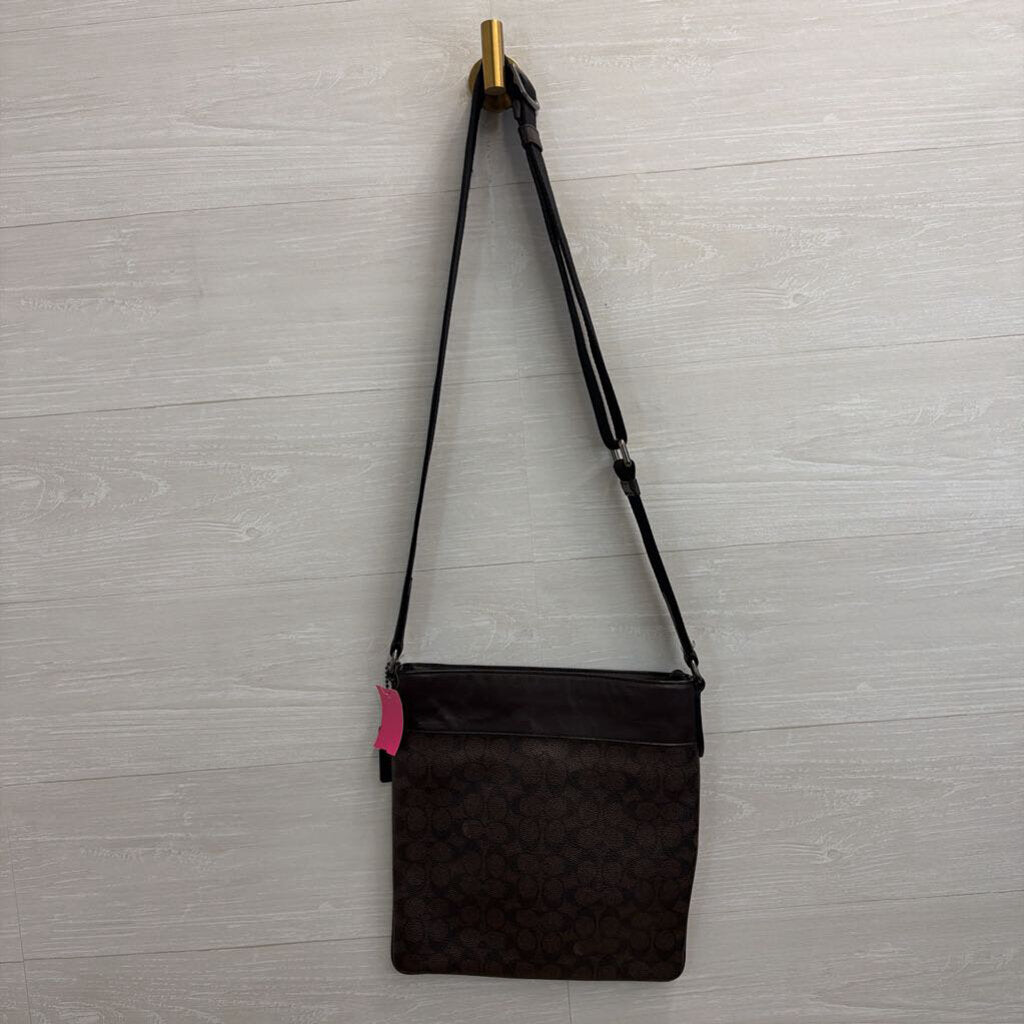 Coach Brown/ Black Leather Charles Crossbody Purse