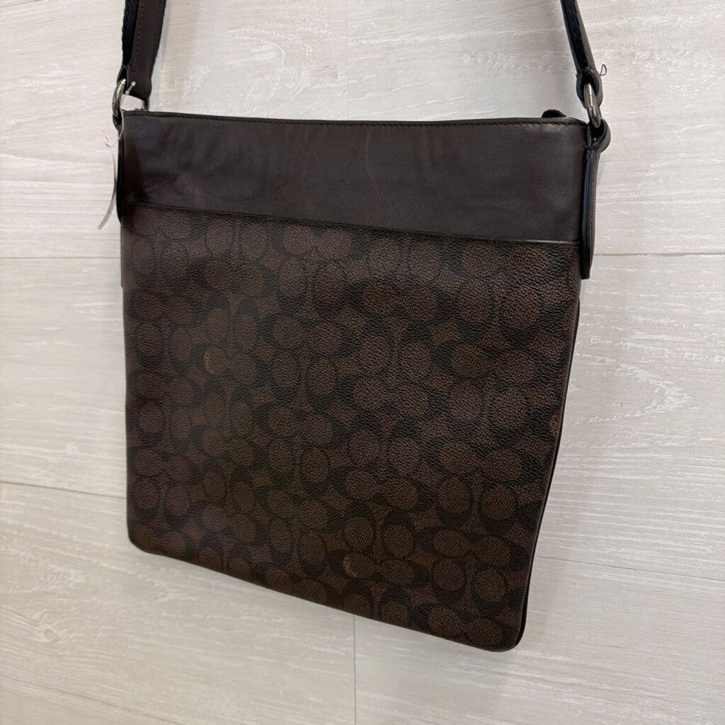 Coach Brown/ Black Leather Charles Crossbody Purse