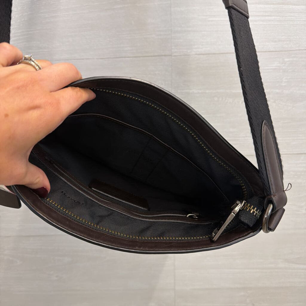 Coach Brown/ Black Leather Charles Crossbody Purse