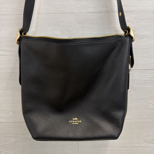 Coach Black Leather Val Duffle Shoulder Purse