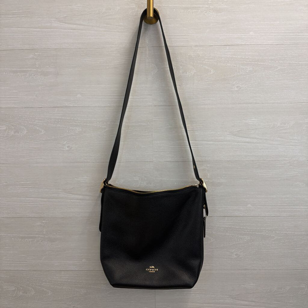 Coach Black Leather Val Duffle Shoulder Purse